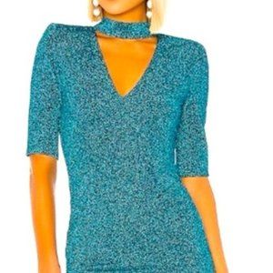Alice + Olivia Inka fitted dress in dark turquoise
